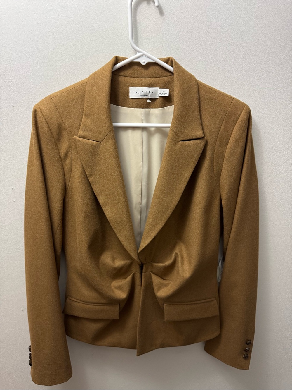 Iris Setlakwe Camel Twist-Front Women’s Blazer Jacket size 10